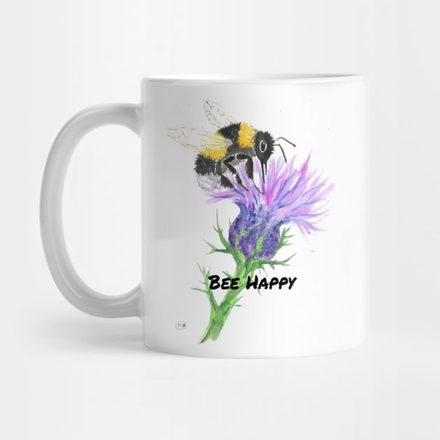 Bee Happy. Bumblebee and Thistle by Marjansart 